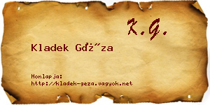 Kladek Géza névjegykártya